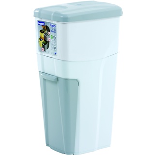 bama Trypla Robuster Recyclingbehälter für Küche - Weiß - 3 Fächer für Mülltrennung (38,5 Liter Gesamtkapazität) - einfaches Sortieren