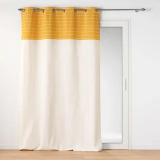 Douceur d'Intérieur Linechic Ösenvorhang (140 x 240 cm), Gelb, recycelte Baumwolle und abgeschnittene Fäden auf der Oberseite