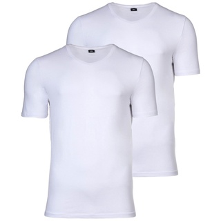 s.Oliver Herren T-Shirt, 2er Pack - Basic, V-Ausschnitt, einfarbig Weiß M