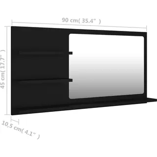 vidaXL Badspiegel Schwarz 90x10,5x45 cm Spanplatte
