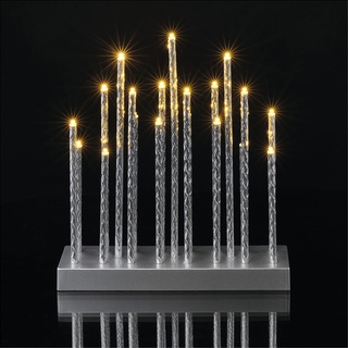 EMOS LED Kerzenständer mit 19 Kerzen, silbern Glanzeffekt, Batteriebetrieben 3X AA, Innenbereich IP20, 6/18h Timer-Funktion, 28, 5 x 25 cm, DCAW02
