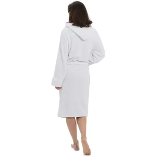 Lumaland Luxury Mikrofaser Bademantel mit Kapuze für Damen und Herren - Weiß - Größe XXL