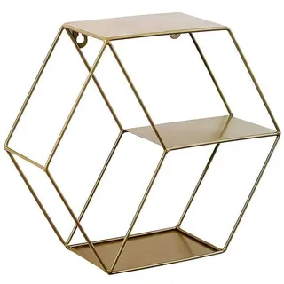 Cratone Hexagon Wandregal Geometrische Metall Schwimmendes Regal mit 4 Böden Wandhalterung Hängeregal Sechseck Gewürzregal für Küchen Wohnzimmer Schlafzimmer,Gold