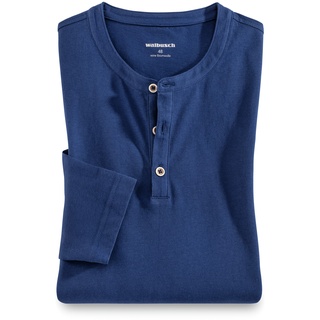 Walbusch Herren Henley Shirt einfarbig Blau 52