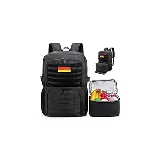 BERTASCHE Lunch Rucksack, Laptop Rucksack mit Kühltasche für 17,3 Zoll, 2-IN-1 Rucksack Herren für Taktisch Arbeit Schule Picknick Uni, Schwarz