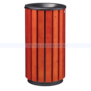 ZENO ACESS Abfallbehälter Rossingol 80 L Holz mangangrau mit Trichterabdeckung aus verzinktem Stahl, mangangrau