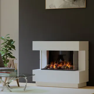 muenkel design London 1100 Opti-glo [Elektrokamin Opti-myst]: weiß (warm) - Ohne Heizung - Tank - Kieswanne mit schwarzen Steinen