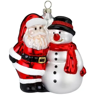Holly & Jolly Weihnachtsmann Schneemann Weihnachtskugeln rot weiß