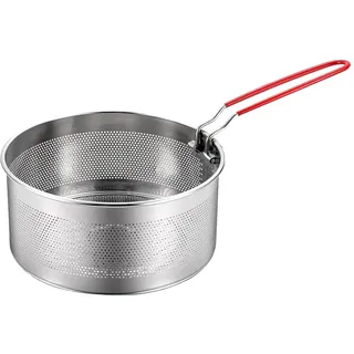 Nudelsieb, Edelstahl Nudelsieb mit Abnehmbarem Griff Metall Nudelkorb Frittierkorb, Küchensieb zum Waschen Abtropfen Frittieren Kochen Dämpfen, 18cm