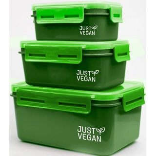 Frischhaltedose JUST VEGAN Lebensmittelaufbewahrungsbehälter grün (dunkelgrün) Frischhaltedosen Biokunststoff, 450, 900, 2000 ml