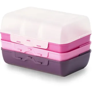 Emsa 517052 Variabolo 4-teiliges Frischhaltedosen Girls-Set, 16 x 11 x 7 cm, beidseitig zu öffnen, platzsparend ineinander stapelbar, rosa
