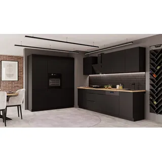 Küchen-Preisbombe Küchenzeile SIENA 280 + 180 cm Schwarz matt
