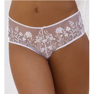 Stringpanty LASCANA "Maria" Gr. 48/50, weiß (uni weiß) Damen Unterhosen Panties mit bunten Blumen aus Stickereispitze