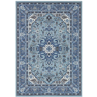Nouristan Mirkan Orient Teppich – Wohnzimmerteppich Orientalisch Kurzflor Vintage Orientalischer Teppich für Esszimmer, Wohnzimmer, Schlafzimmer – Himmelblau, 80x150cm