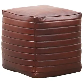 Marrakesch Orient & Mediterran Interior Pouf Vintage Sitzpouf Janeiro eckig Sitzkissen aus Leder in Braun 45 cm (1-St), Handarbeit braun