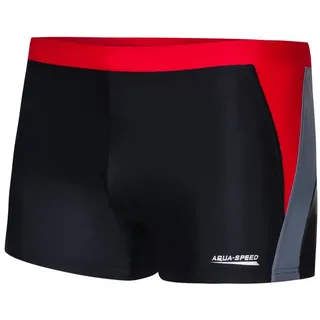 Aqua Speed Badehose für Herren Dario Schwimmhose eng Stretch Schwarz Rot XL (Wettkampforientiertes Modell für strukturierte Einheiten) Schnell trocknend für kurze Pausen zwischen Einheiten XL