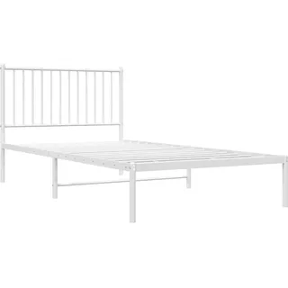 vidaXL Bettgestell, Bettrahmen mit Kopfteil Lattenrost, Metallbett Bett für Schlafzimmer, Einzelbett Gästebett, Metall Weiß 100x200cm