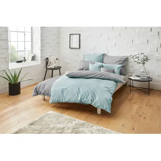 Wendebettwäsche BRUNO BANANI "Merlin in Gr. 135x200 oder 155x220 cm", blau (blau, hellgrau), B/L: 155cm x 220cm, 1 Stk., 1 Stk., Linon, B/L: 80cm x 80cm, 2 Stk., Linon, Obermaterial: 100% Baumwolle, Bettwäsche, Wendebettwäsche, Baumwollbettwäsche, Leinen-Look in Melange-Optik