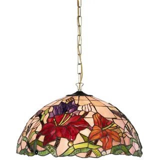 Casa Padrino Luxus Tiffany Hängeleuchte Mehrfarbig Ø 50 x H. 85 cm - Art Deco Tiffany Hängelampe - Wohnzimmer Hängeleuchte - Deko Hängeleuchte - Luxus Tiffany Leuchten - Art Deco Leuchten