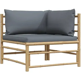 vidaXL Garten-Ecksofa dunkelgrau/bambus inkl. Kissen