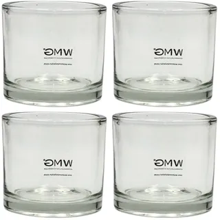 Windlichtglas/Teelichtglas im 4er Set, klar/transparent aus Glas, schlicht und elegant, Größe: H/Ø ca. 8 x 9 cm