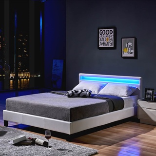 Home Deluxe LED Bett Astro 140x200, weiß