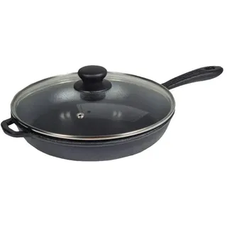 Gusseisenpfanne Ø20 cm mit Glasdeckel MAYSTERNYA T2011C3 – Gusspfanne für Induktion, Backofen & Grill