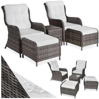 tectake Sitzgruppe Benissa, (Set, 5-tlg), Tisch- und Stuhl Set grau 90,00 cm x 100,00 cm x 67,00 cm