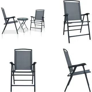 vidaXL 3 tlg. Bistro Set Grau Stahl - Bistroset - Bistrosets - Balkonset - Balkonsets - Grau