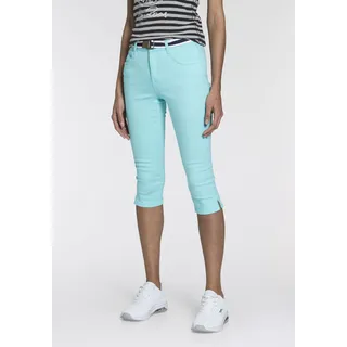 Caprijeans KANGAROOS "CAPRI-JEANS mit Gürtel" Gr. 46, N-Gr, grün (mint) Damen Jeans 5-Pocket-Jeans mit passendem Gürtel