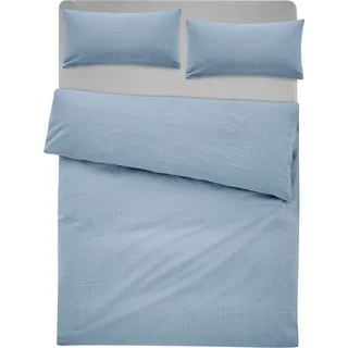 Bettwäsche Sari2 in Gr. 135x200 oder 155x220 cm, andas, Seersucker, 2 teilig, aus Baumwolle, uni Bettwäsche in Seersucker Qualität ideal für Sommer blau 1 St. x 135 cm x 200 cm