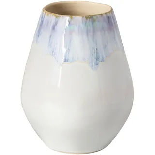 Costa Nova Vase, Weiß, Hellblau, Keramik, oval, 19.6 cm, Handmade in Europe, handgemacht, Dekoration, Vasen, Keramikvasen