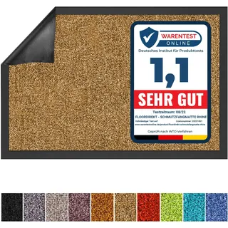 Floordirekt Schmutzfangmatte Rhine - waschbare & leistungsstarke Fußmatte - Sauberlaufmatte mit Rutschfester Rückseite - Türmatte für den Eingangsbereich (Beige, 120 cm x 180 cm)