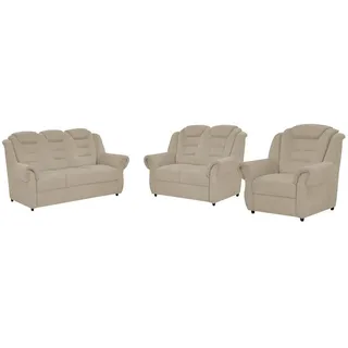 Livetastic Sitzgarnitur, Creme, Kunststoff, 3-teilig, Made in EU, Hocker erhältlich, Rücken echt, Armteil links, rechts, Wohnzimmer, Sofas & Couches, Sitzgarnituren