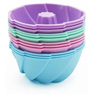 Famanu Mini-Silikon Gugelhupfformen Set - Wiederverwendbare Muffinformen für Kuchen und Cupcakes (12 Stück)