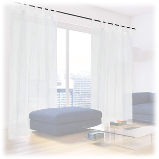Relaxdays Gardinen 2er Set, HxB: 245x140 cm, halbtransparente Vorhänge, Wohn- & Schlafzimmer, Schlaufengardinen, weiß