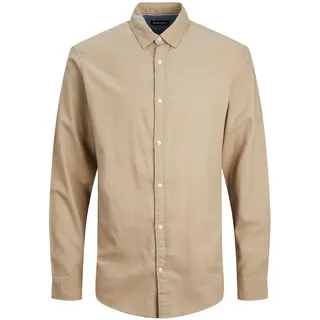 JACK & JONES Gingham Twill Langarmhemd Crockery / Detail / Solid / Slim Fit XL