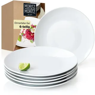 BASIC Essteller Set 6 Personen modern  Ø 27 cm  Hochwertiges Porzellan Geschi...