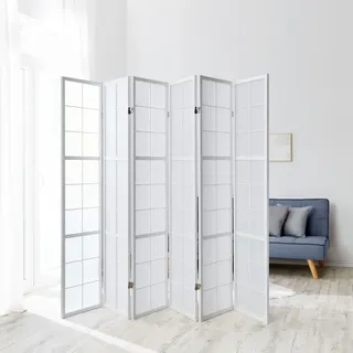 Homestyle4u Paravent Raumteiler 6-teilig Holz Sichtschutz Raumtrenner Trennwand Weiß Höhe 175 cm