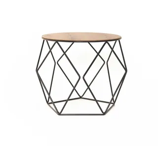 MYWIRE® Couchtisch Sanna - großer runder Couchtisch aus Holz & Metall, Ø 44 cm, Industrial Design, robuster Beistelltisch für Wohnzimmer (Schwarz)