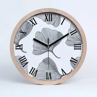 Tulup Holzuhr Uhr Holz Modern Runde ⌀ 30cm Dekoration Stille Uhren Wanduhr Schwarze Uhrzeiger - Ginkgo