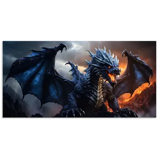 Wandbild ARTLAND "Im Reich des Drachen IX", blau (farbe bild(er): blau), B:150cm H:75cm, Alu Dibond, Bilder, als Alubild, Leinwandbild, Poster, Wandaufkleber in verschied. Größen