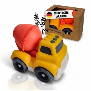 alldoro Spielzeug-Betonmischer Baustellen-Fahrzeug mit drehbarer Mischtrommel für Kinder ab 1 Jahr, Spielzeugauto aus Kunststoff-Weizenstroh für Kinderzimmer & Sandkasten bunt