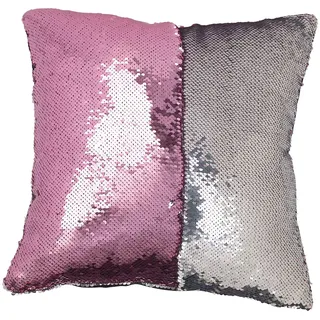 Wilson Gabor Pailletten Kissen: Deko-Pailletten-Kissenbezug aus Velours, pink & silbern, 40 x 40 cm (Wendepailletten Kissen, Kissenhülle, Silber)