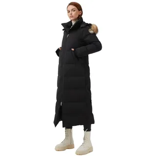 Fitouch Waukee Damen Lange Daunenparka | 750+ Fillpower-Isolierung Maxi-Outwear | Volllängenjacke | Wasserabweisende Pufferjacke | BalanceWarmer-Verhältnis | Schwarz | Größe XL - XL