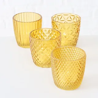 Boltze Teelichthalter Marilu Glas Gelb