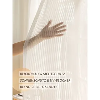 Simloveve Gardine Voile Gardinen Weiss Halbtransparent Ösenvorhang 2er Set (2 St), Ösen, halbtransparent, Polyester, Gestreiftes Muster Vorhänge für Wohnzimmer,140x145 cm 140 cm x 145 cm