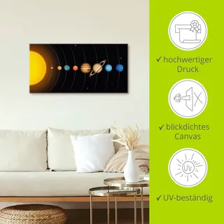 Wandbild ARTLAND "Vector Sonnensystem mit Planeten", bunt (farbe bild(er): bunt), B:150cm H:75cm, Bilder, als Alubild, Leinwandbild, Poster in verschied. Größen