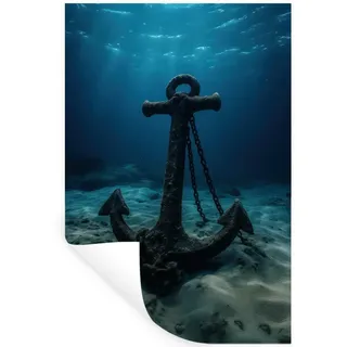 MuchoWow Wandsticker Anker - Eisen - Meeresboden - Sand (1 St), Wanddeko, Aufkleber, Wandtattoo, 60x90 cm 60 cm x 90 cm x 0.1 cm