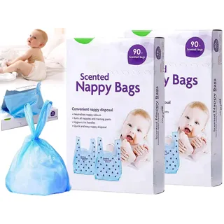 Einweg Windelsäcke,180pc Baby Einweg Windelsäcke,Windelsäcke,Baby Einwegs Windelsäckes,Duftende Windelbeutel,Babys Plastik Windel Müllbeutel,Einwegss-Windelbeutel mit Krawattengriff